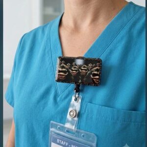 Handcrafted Retro Horror Badge Reel - The Critters Acrylic ID Holder Accessory